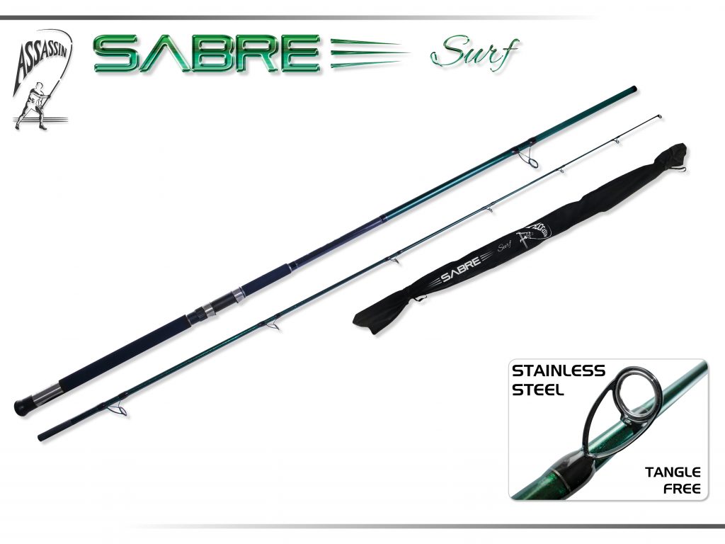 Rod Sabre Surf 10ft 2pce Spin PE2-3 Assassin - Down South Camping & Outdoors