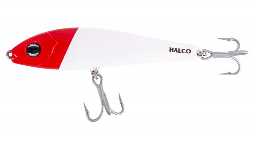 halco slidog lure white red head