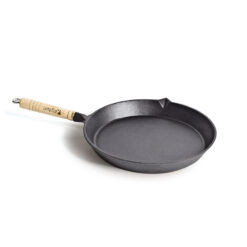 Frypan 25cm Round Timber Handle Cast Iron - Campfire
