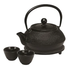 Teapot Cast Iron Hobnail Avanti set w/cups