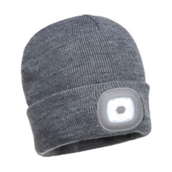 Beanie with LED Head Lamp Grey Hard Unit